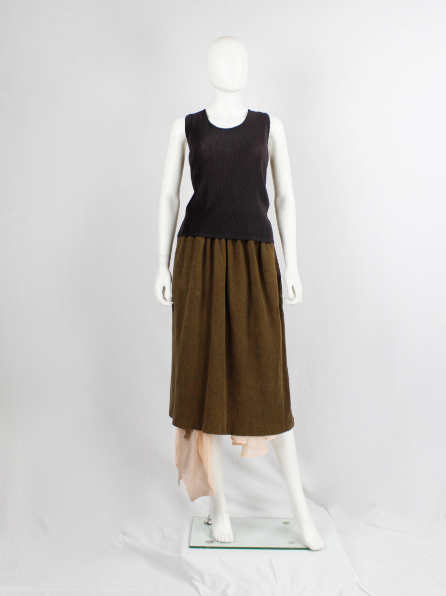 Issey Miyake Pleats Please brown pleated sleeveless top early 1990s (1)