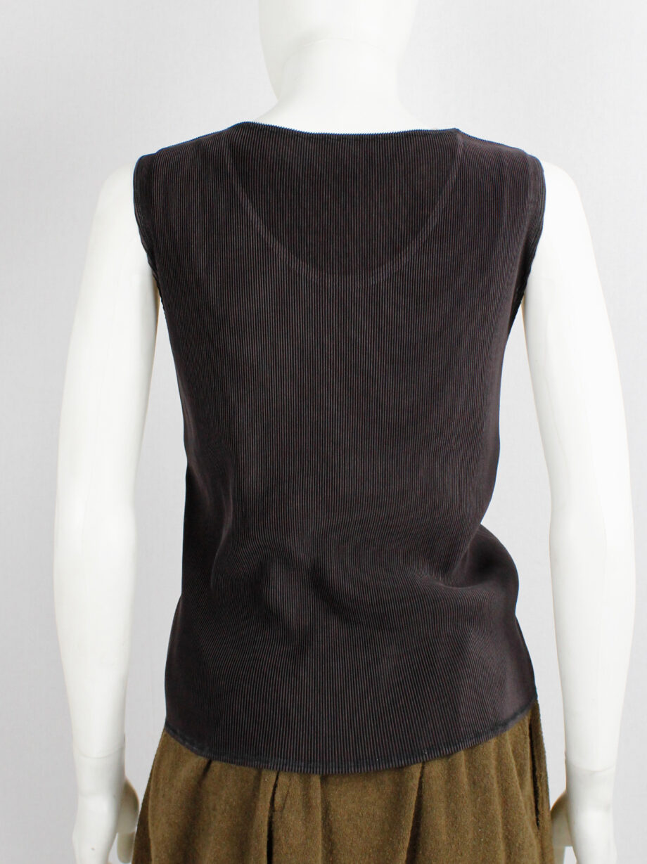 Issey Miyake Pleats Please brown pleated sleeveless top early 1990s (5)