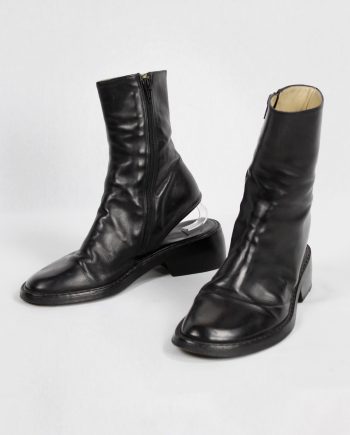 vintage Ann Demeulemeester black ankle boots with cut out heel spring 1994