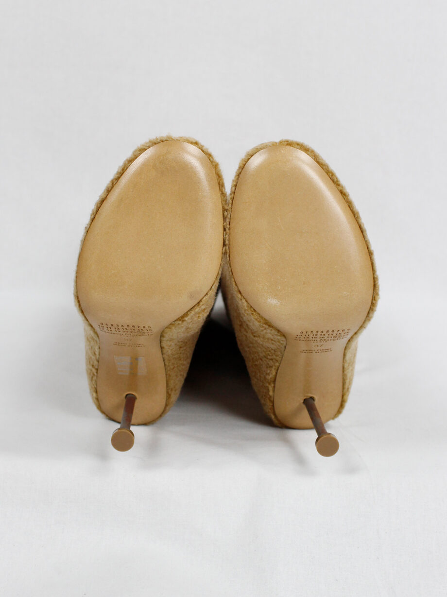 vintage Maison Margiela tall orange brown teddy bear boots with rusty nail heel (1)