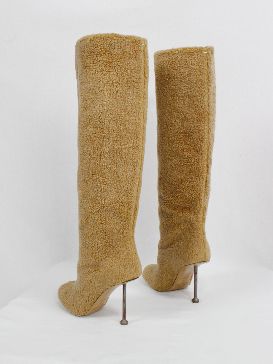 vintage Maison Margiela tall orange brown teddy bear boots with rusty nail heel (21)