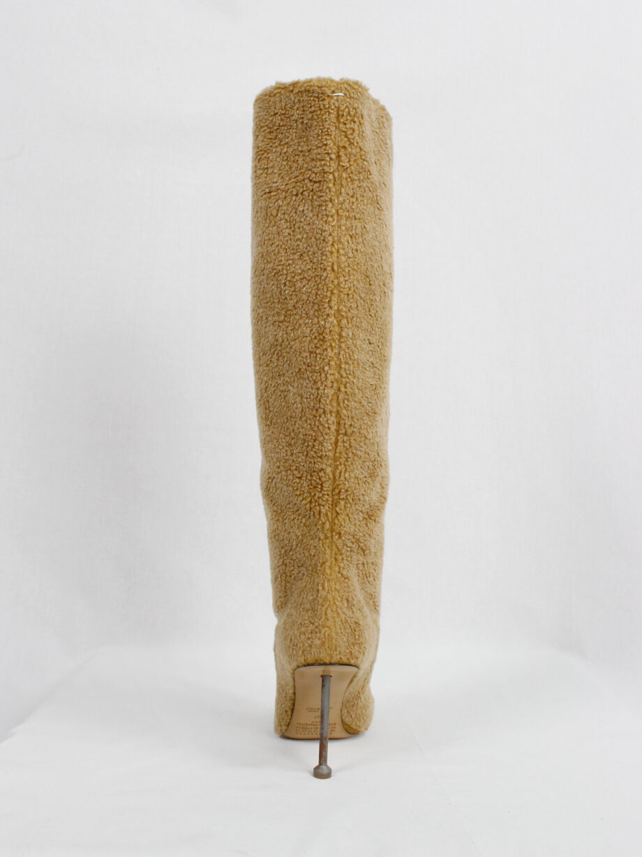 vintage Maison Margiela tall orange brown teddy bear boots with rusty nail heel (9)