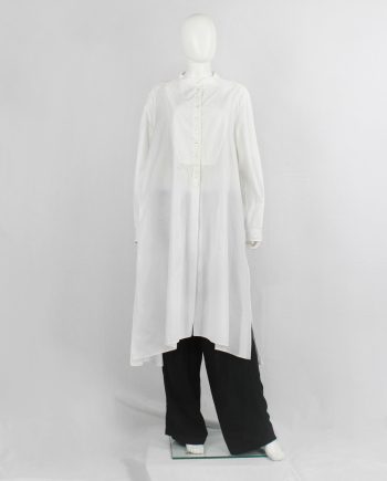 Ann Demeulemeester white minimalist oversized long shirt with bib collar