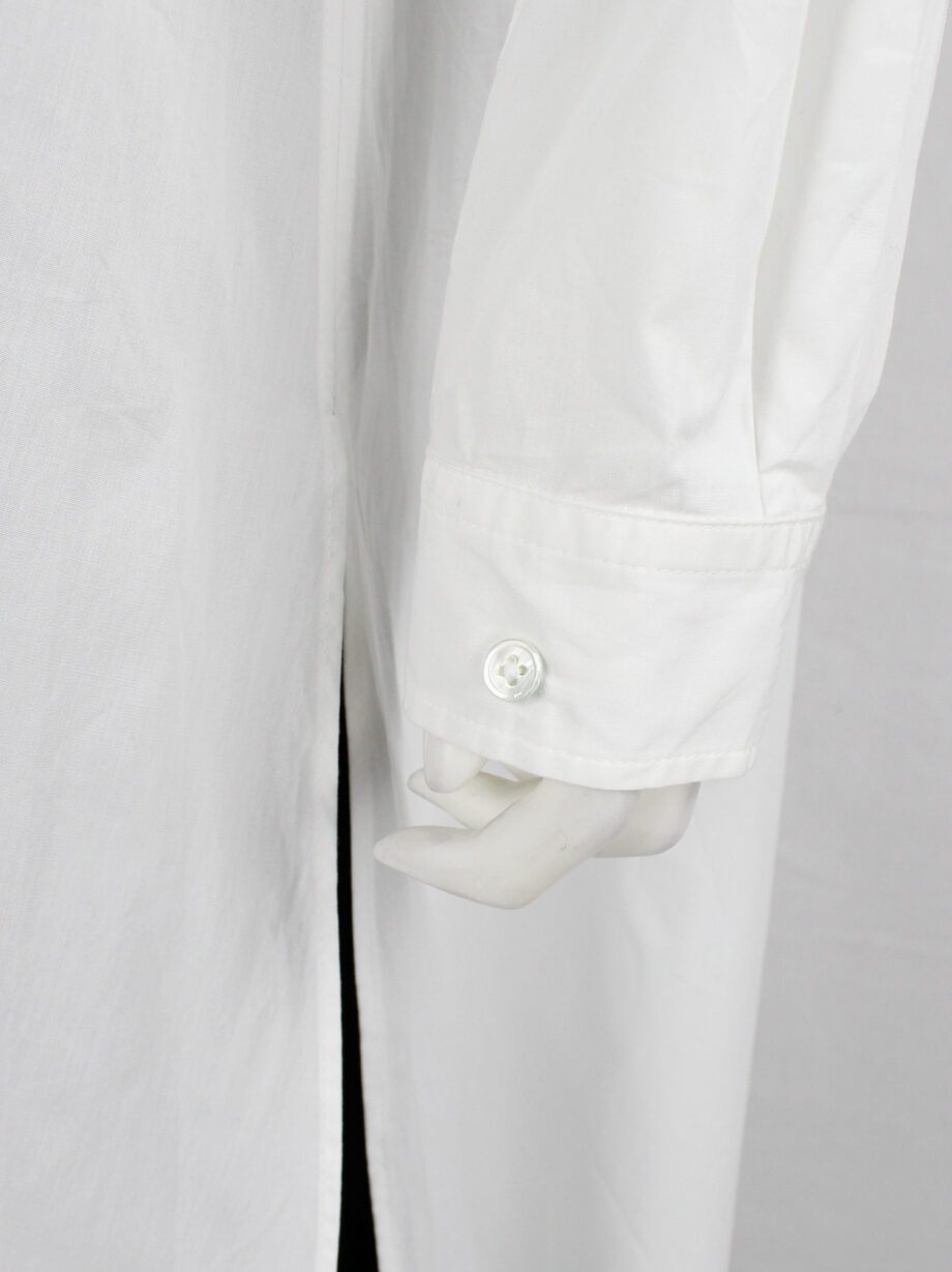 Ann Demeulemeester white minimalist oversized long shirt with bib collar (13)