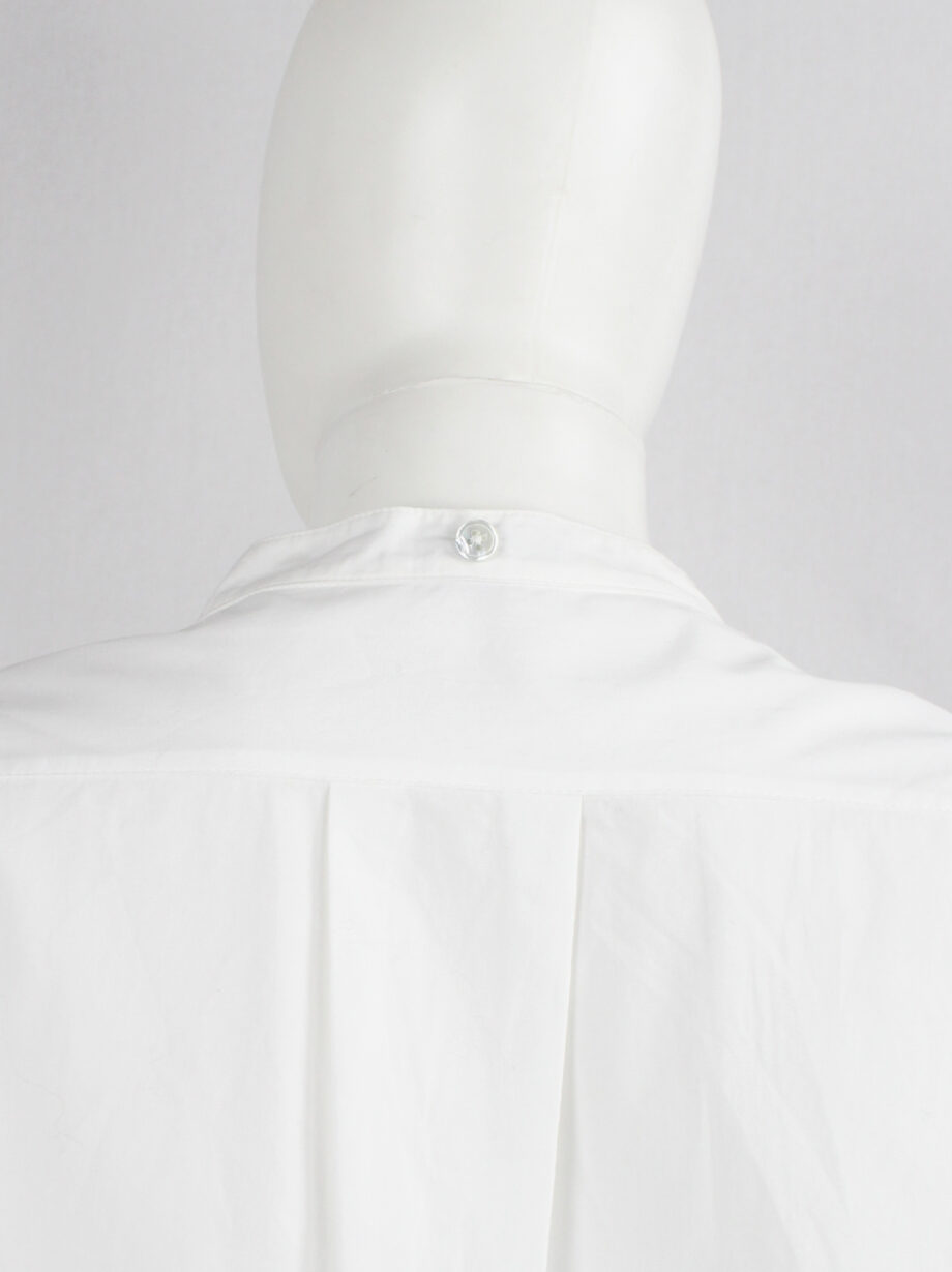 Ann Demeulemeester white minimalist oversized long shirt with bib collar (15)