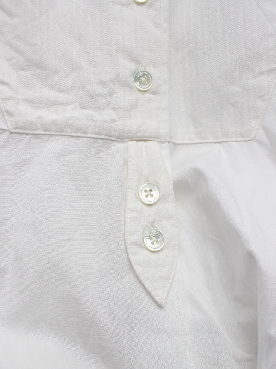 Ann Demeulemeester white minimalist oversized long shirt with bib collar (17)