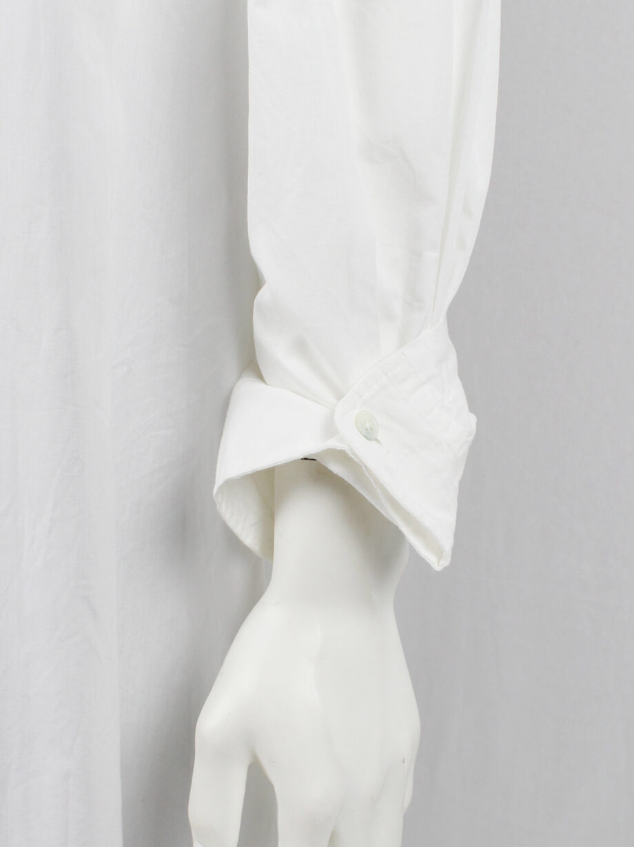 Ann Demeulemeester white minimalist oversized long shirt with bib collar (5)