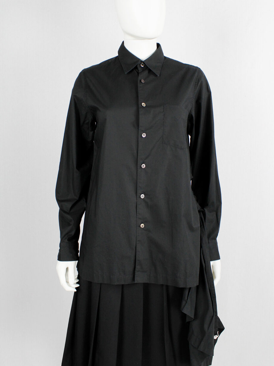 Comme des Garcons tricot black shirt with pleated peplum on the front AD 1998