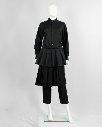 Comme des Garcons tricot black shirt with pleated peplum on the front AD 1998