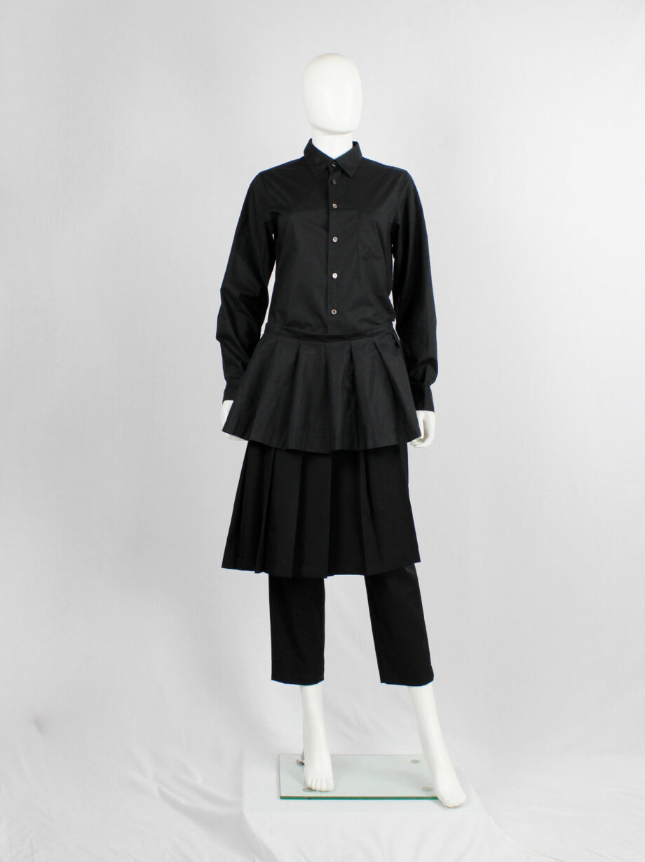 Comme des Garcons tricot black shirt with pleated peplum on the front AD 1998 (7)