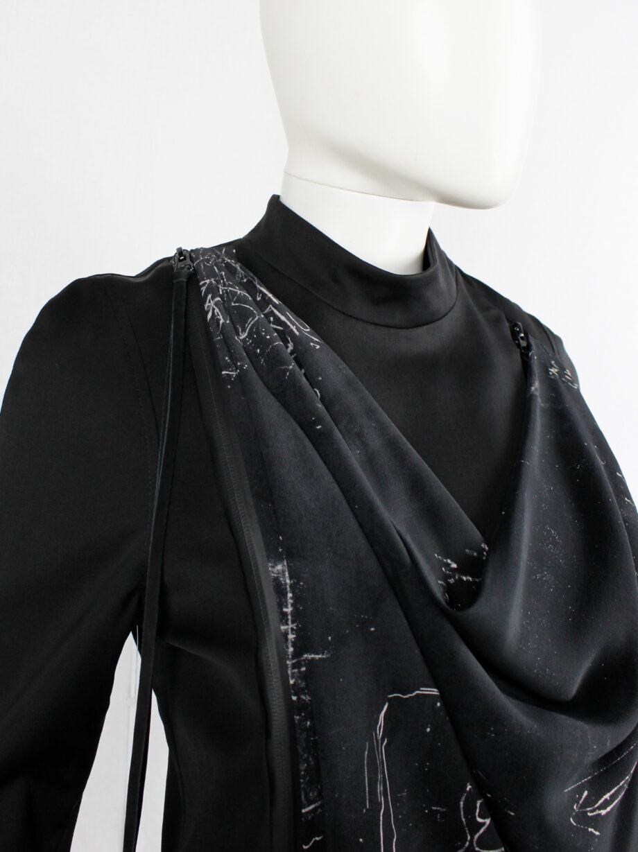 archive a f Vandevorst black draped fencing jacket with chalk print fall 2010 (11)