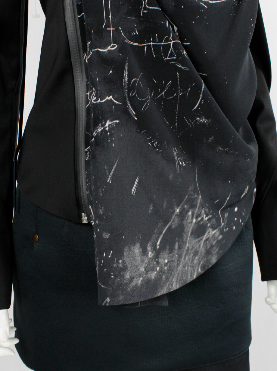 archive a f Vandevorst black draped fencing jacket with chalk print fall 2010 (13)