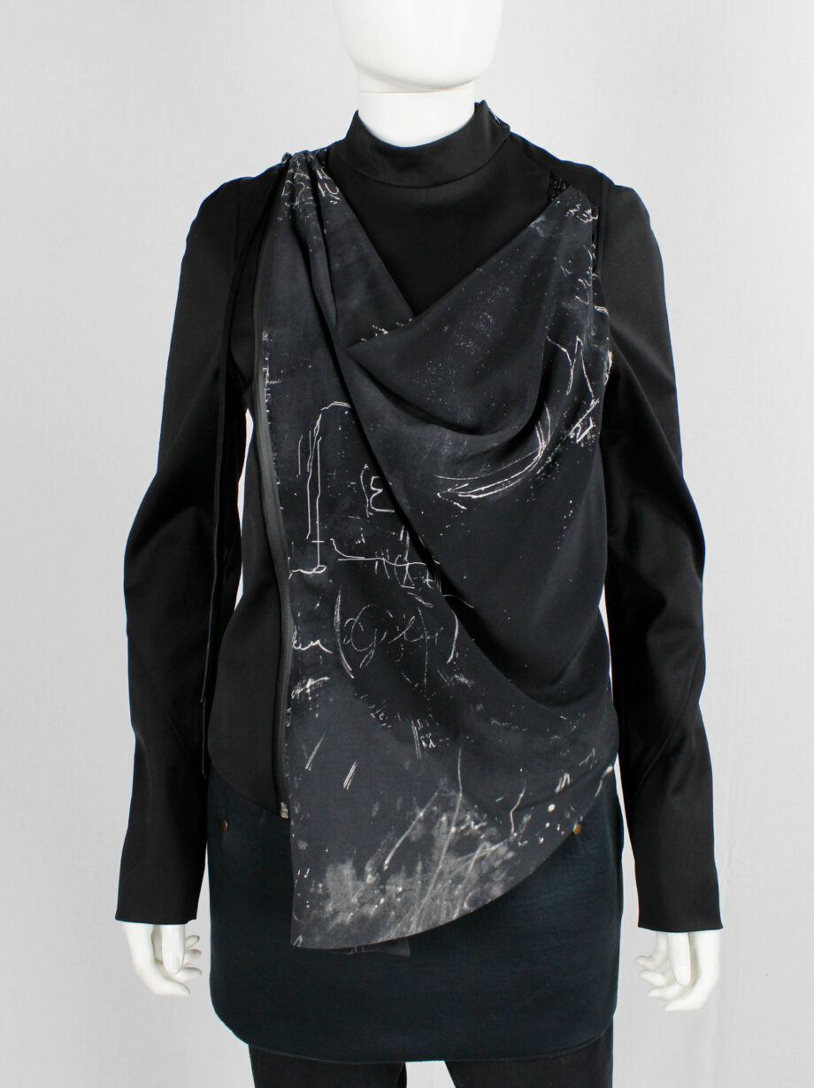 archive a f Vandevorst black draped fencing jacket with chalk print fall 2010 (14)