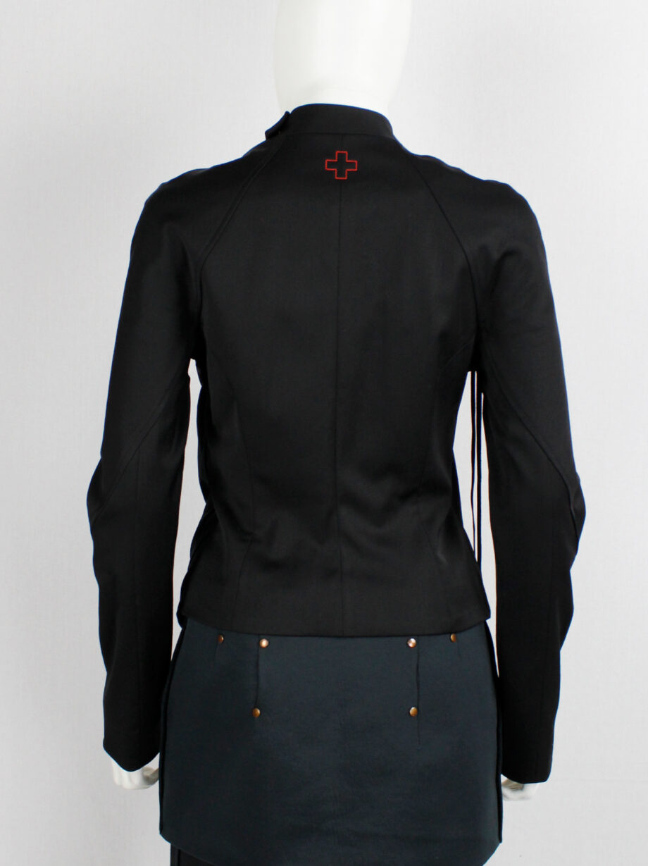 archive a f Vandevorst black draped fencing jacket with chalk print fall 2010 (3)