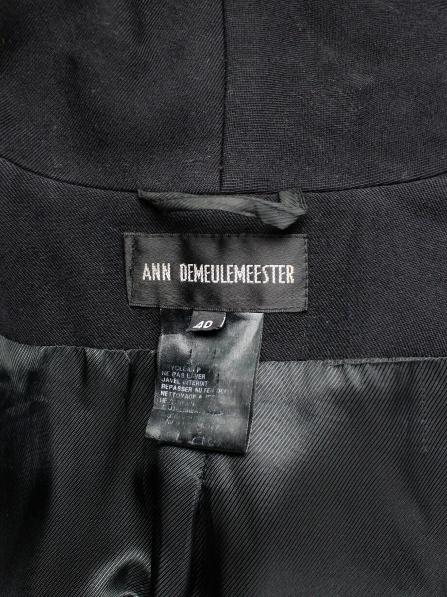 vintage Ann Demeulemeester black cutaway coat with curved buttoned front fall 2007 (4)