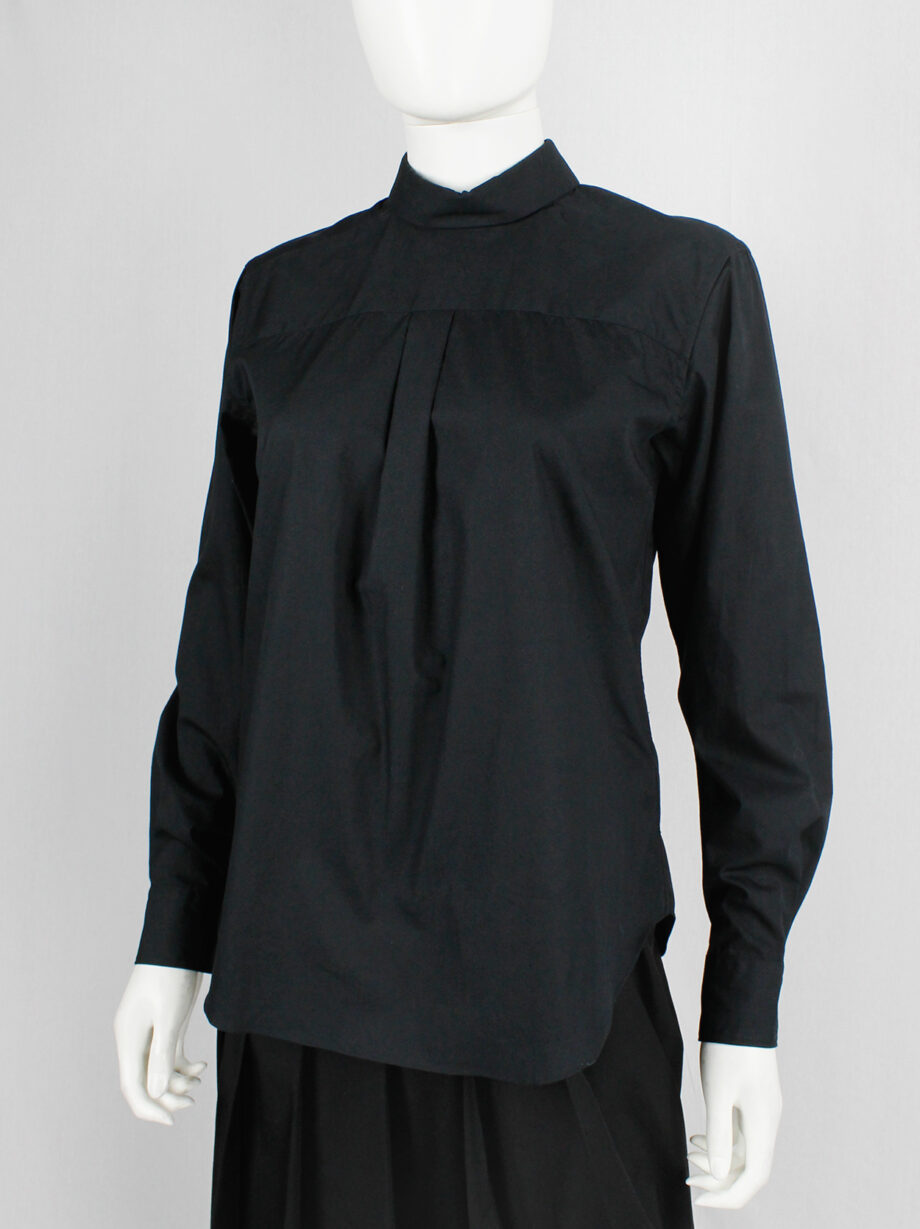 vintage Comme des garcons BLACK black button-up shirt worn backwards AD 2014 (3)