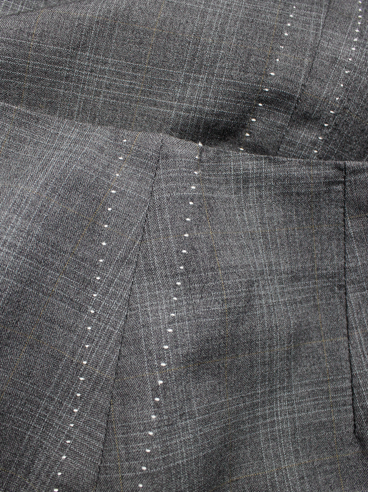 Maison Martin Margiela grey tartan skirt with exposed white stitches ...