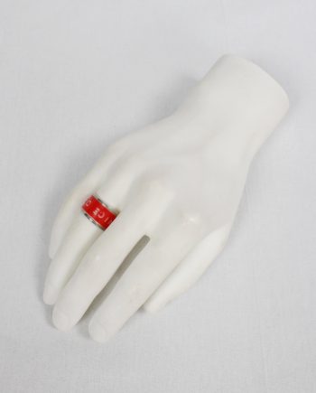 vintage Maison Martin Margiela silver ring with red have a nice day lettertape fall 2006