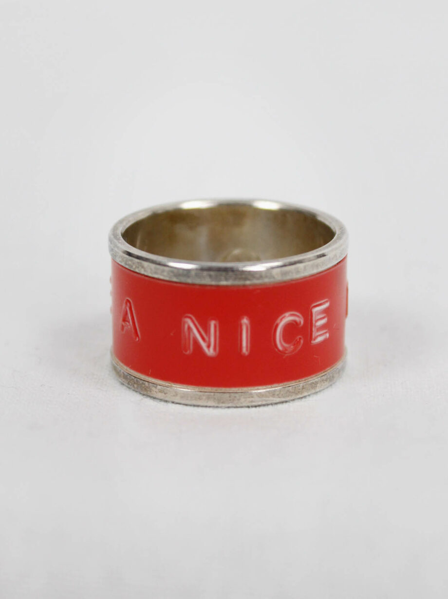 vintage Maison Martin Margiela silver ring with red have a nice day lettertape fall 2006 (7)