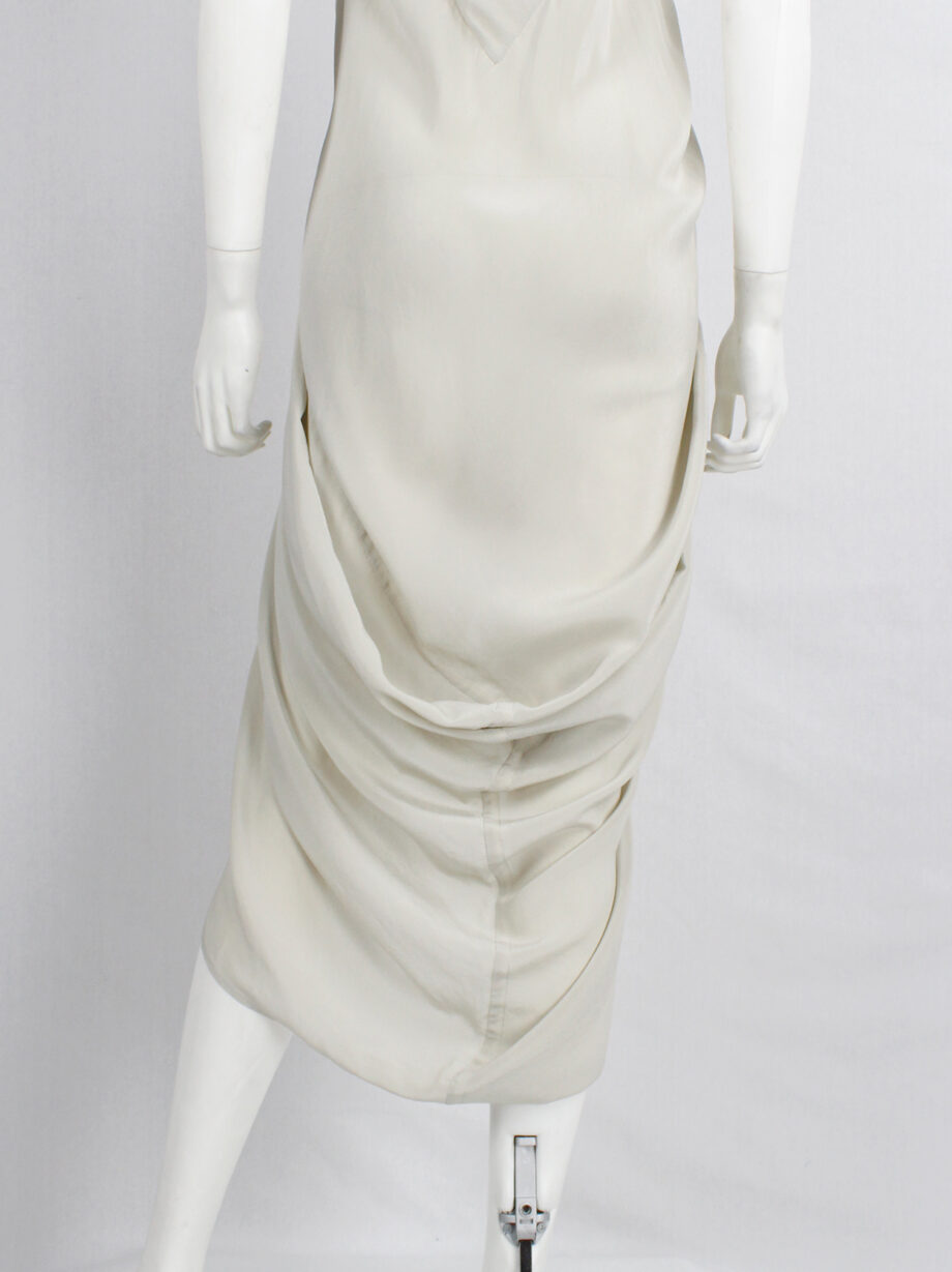 vintage Rick Owens WISHBONE beige draped dress with gathered pleats spring 2007 (5)