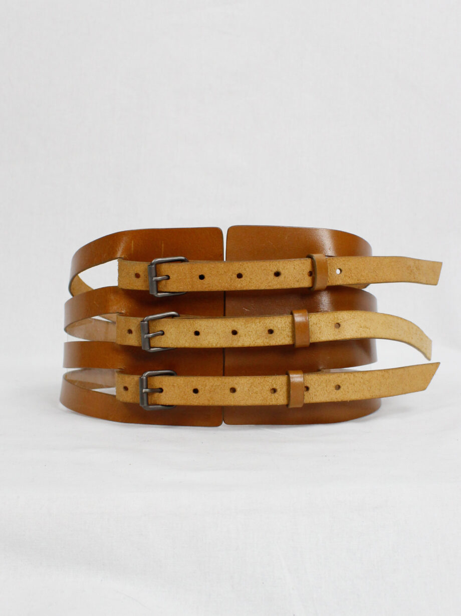 vintage Vandevorst cognac brown gladiator belt with backfolded buckles fall 2010 (19)