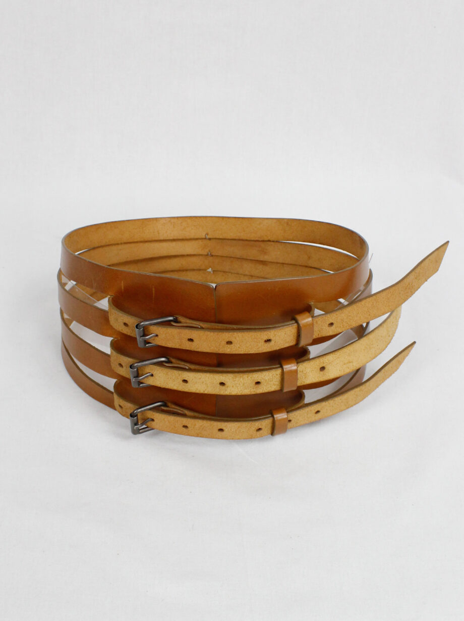 vintage Vandevorst cognac brown gladiator belt with backfolded buckles fall 2010 (2)