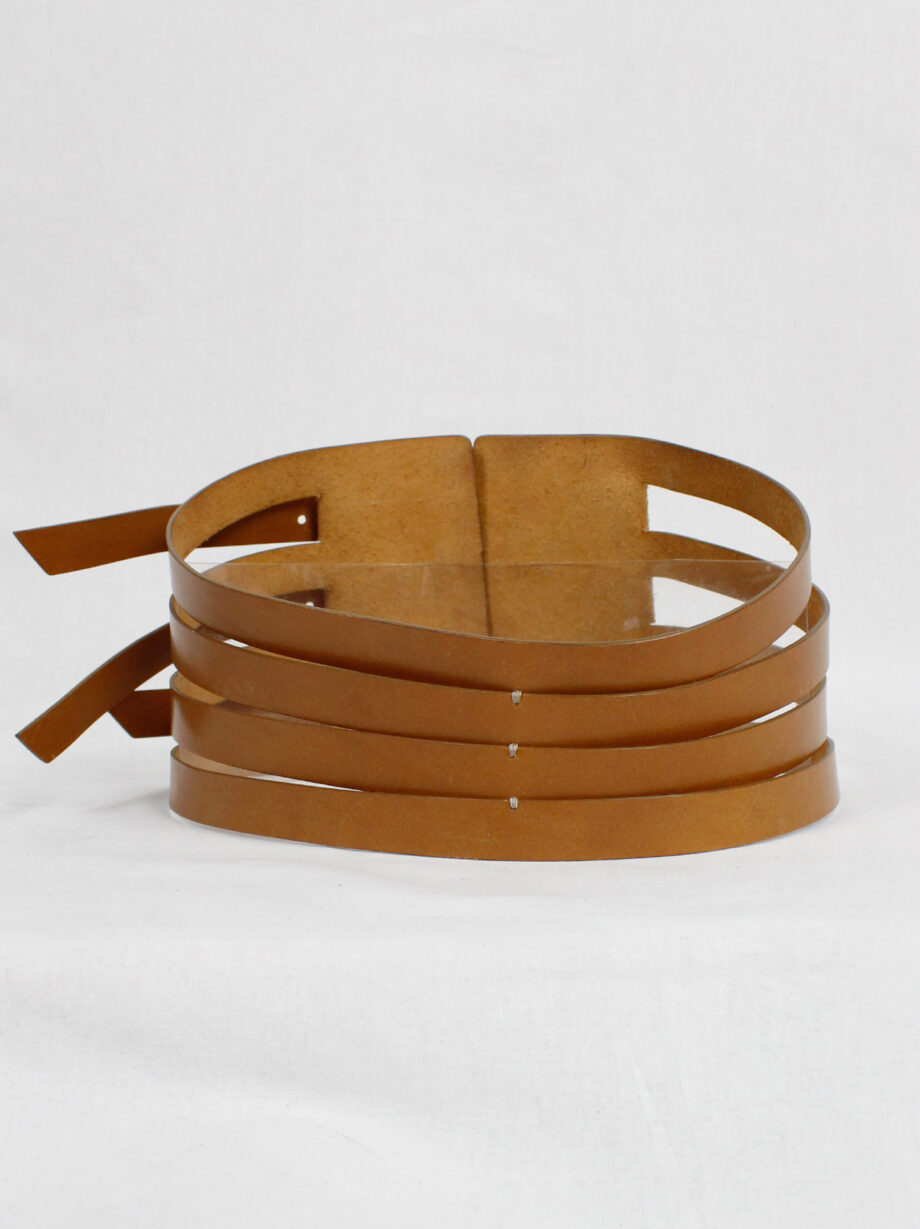 vintage Vandevorst cognac brown gladiator belt with backfolded buckles fall 2010 (21)