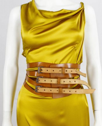 vintage Vandevorst cognac brown gladiator belt with backfolded buckles fall 2010