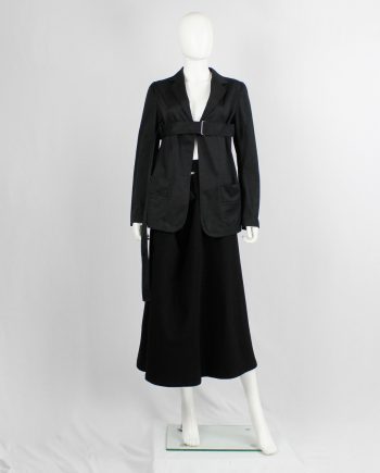 vintage Ys Yohji Yamamoto black blazer with belt strap across the chest