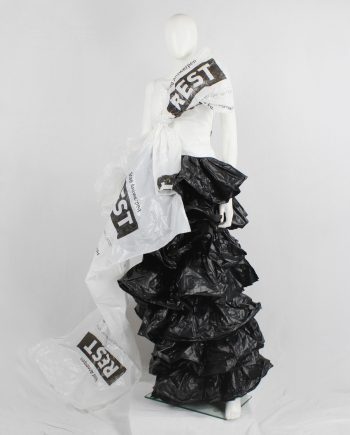 A.F. Vandevorst black tiered maxi skirt made of trashbags — fall 2017 couture