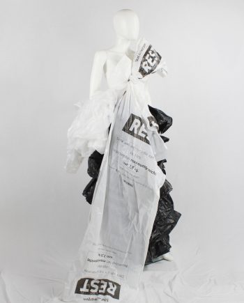 vintage af Vandevorst bustier made of trashbags with large bow and sash fall 2017 couture