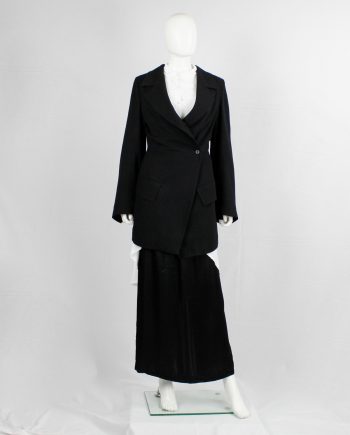 archive Ann Demeulemeester black asymmetrically wrapped cutaway blazer 1990s
