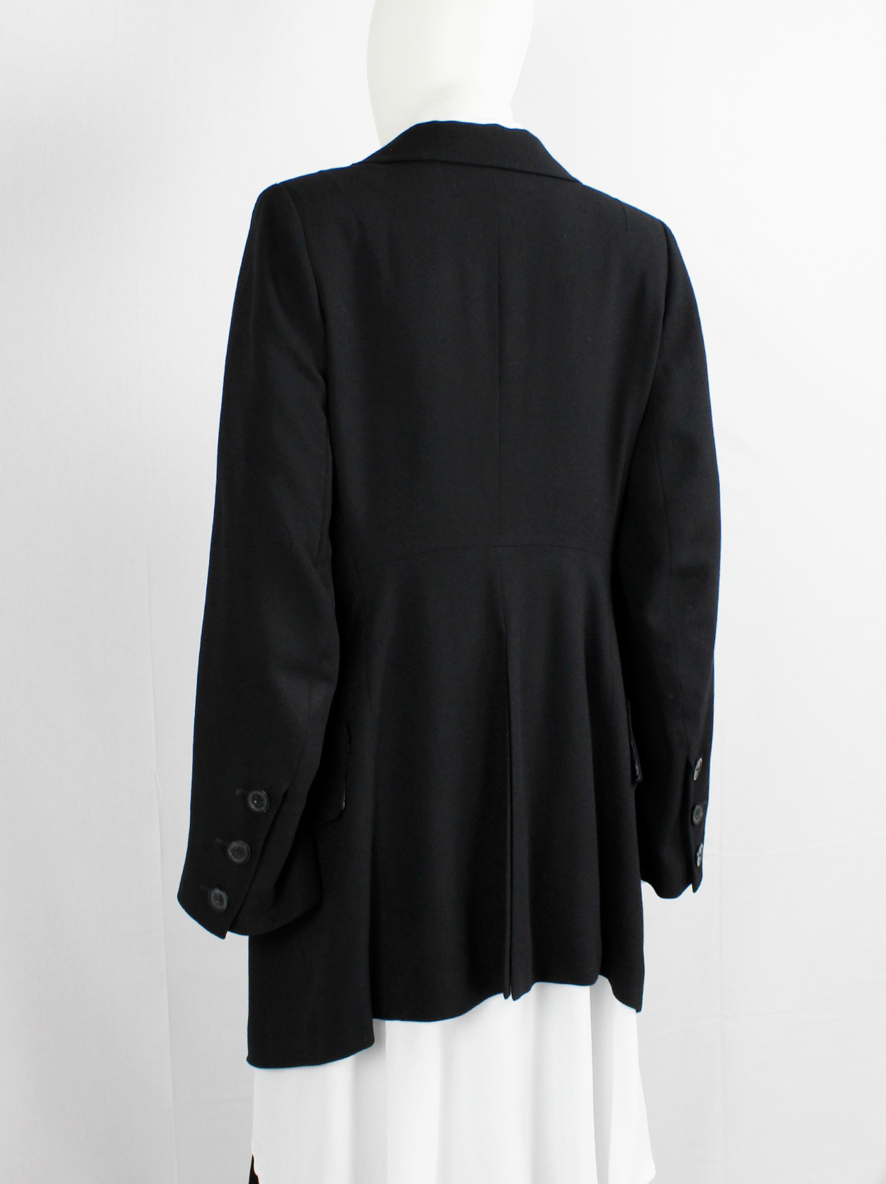 Ann Demeulemeester black asymmetrically wrapped cutaway blazer — 1995/ ...