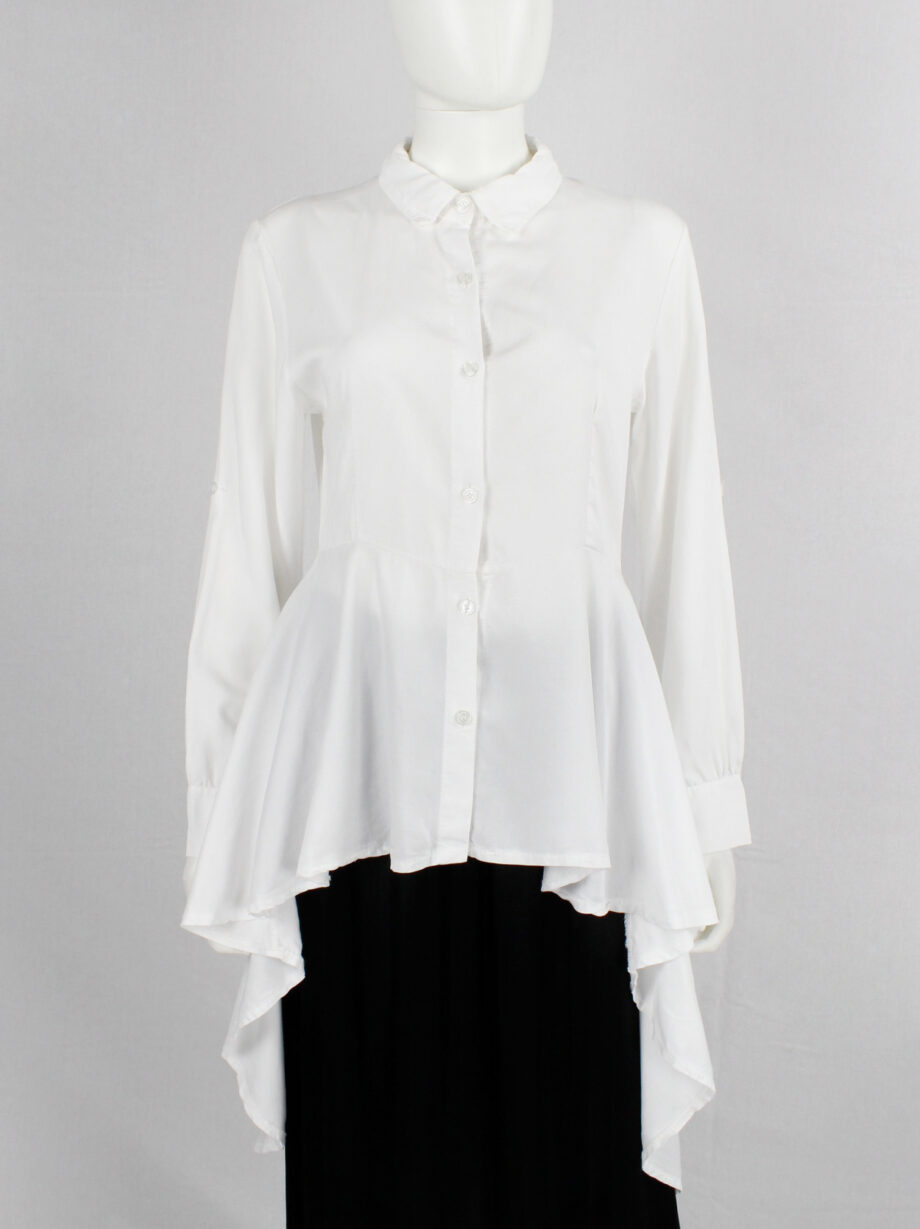 vinrage Ann Demeulemeester white shirt with high-low peplum hemline (8)