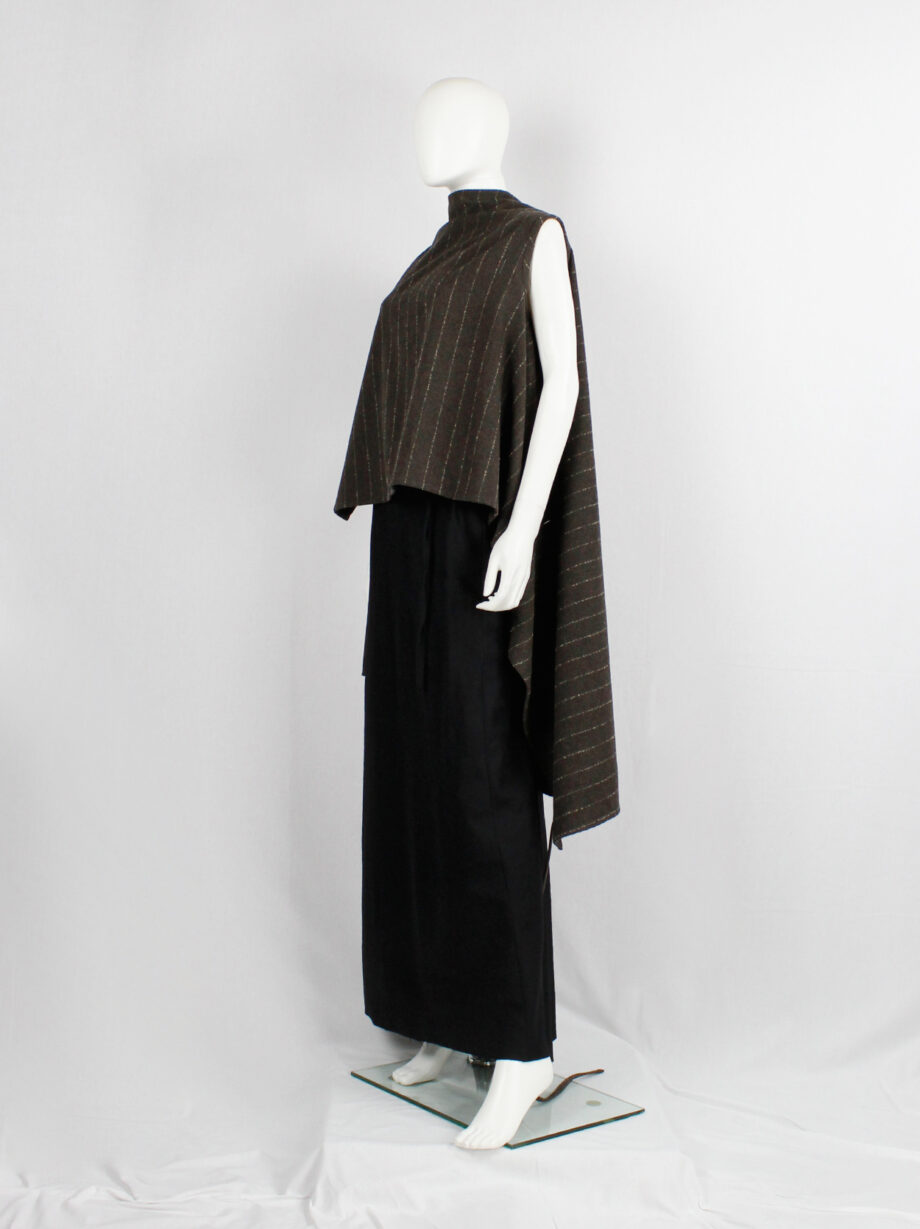 vintage Ann Demeulemeester brown pinstripe wrapped and tied wool top fall 1999 (11)