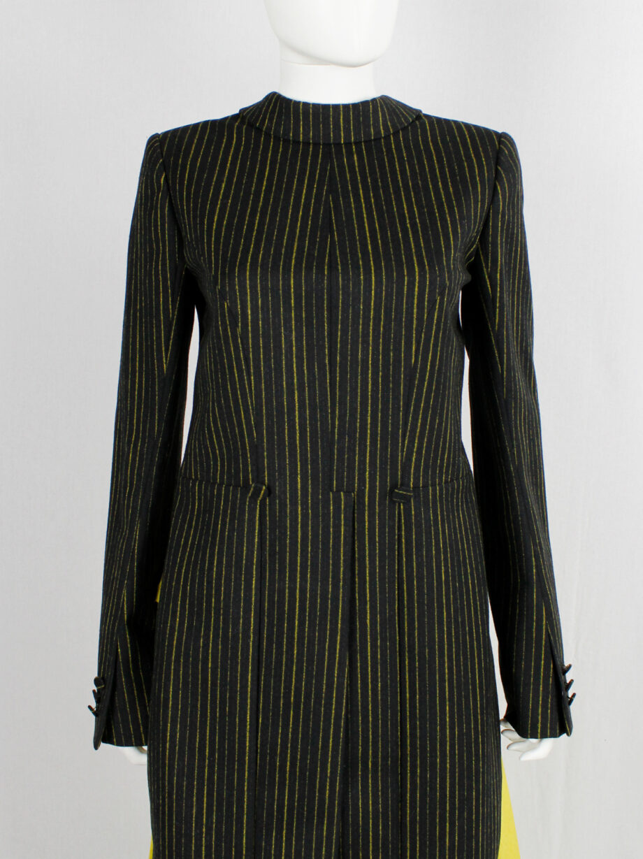 vintage af Vandevorst black long tailcoat with yellow pinstripes worn backwards fall 2002 (10)