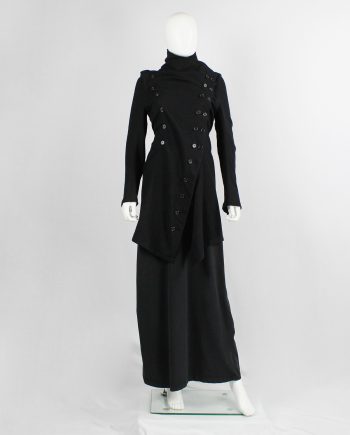 vintage Ann Demeulemeester black long cardigan with a double row of buttons fall 2009