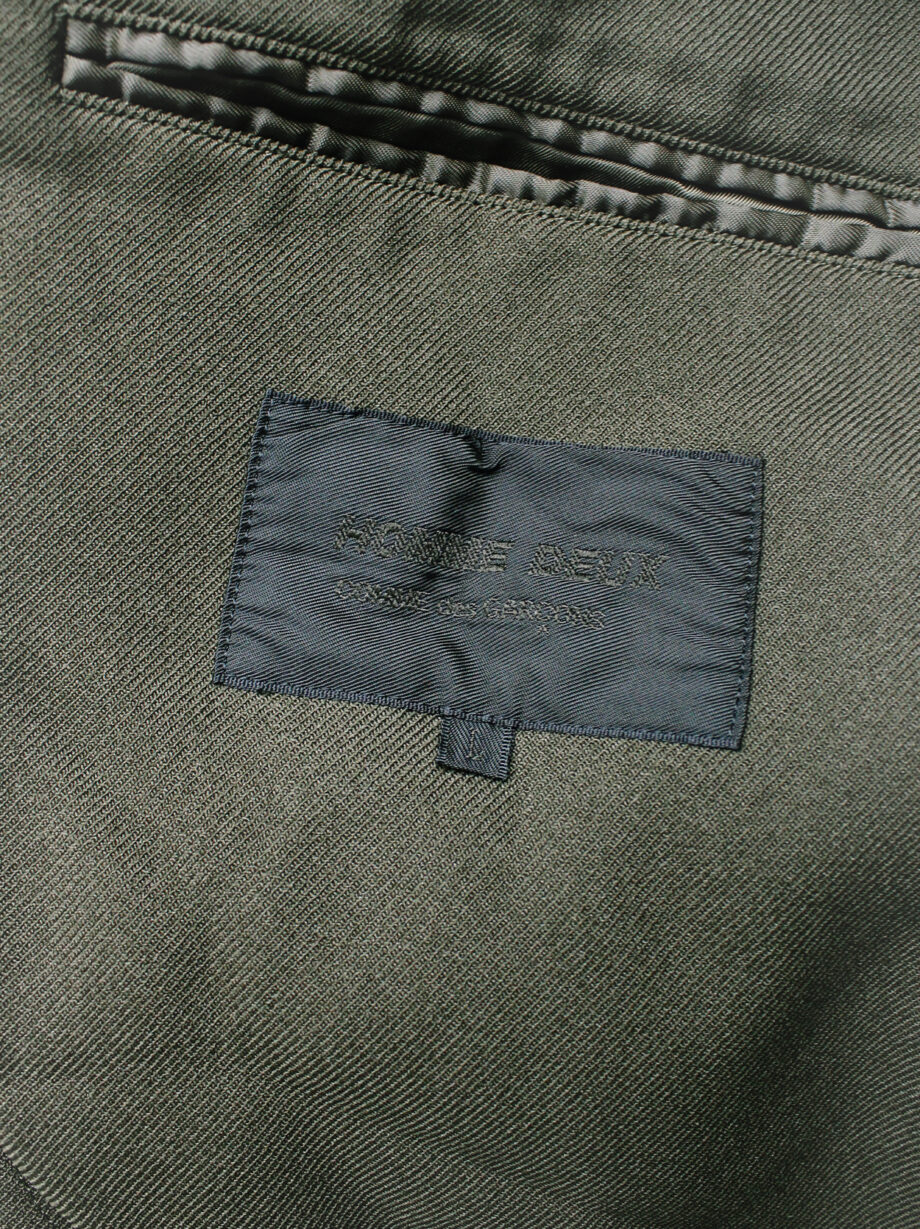 Comme des Garcons Homme Deux khaki blazer with torn waist and panel insert 2018 (8)