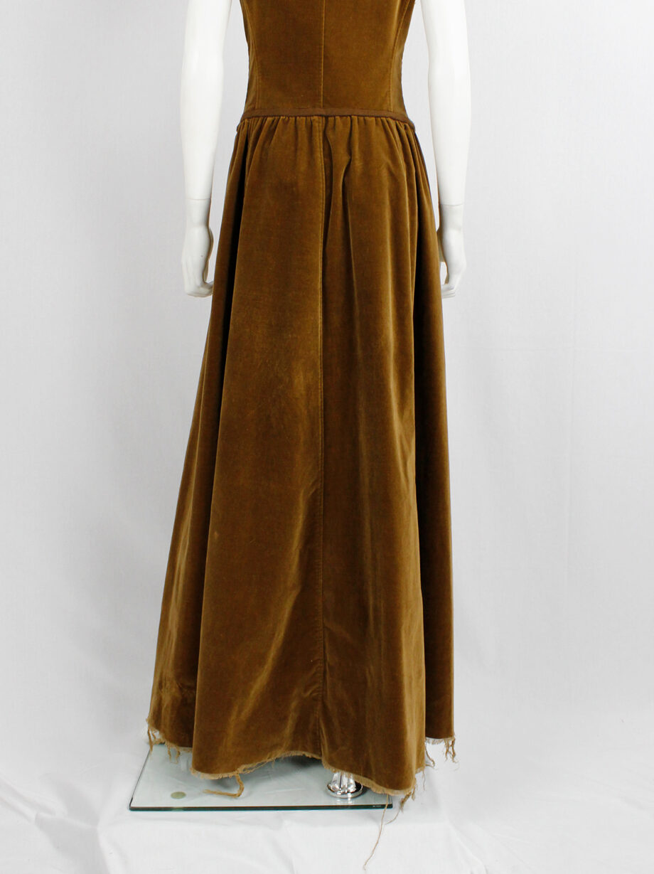 Dries Van Noten brown velvet dress with corset hooks and open skirt fall 1999 (10)