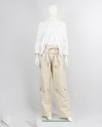 Junya Watanabe beige strapped trousers with parachute harness — spring 2003