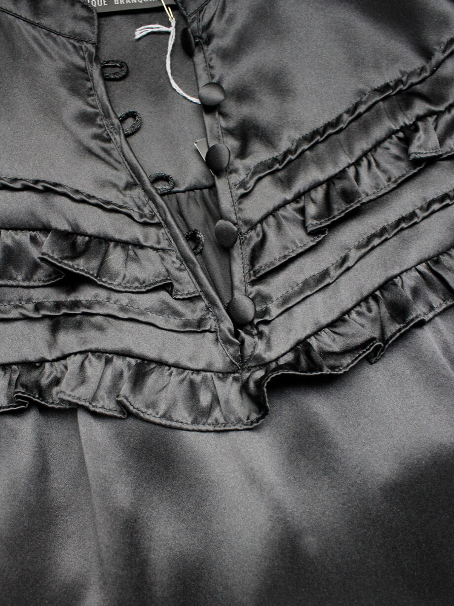 Veronique Branquinho for 3 Suisses black satin Edwardian blouse with frills fall 2009 (4)