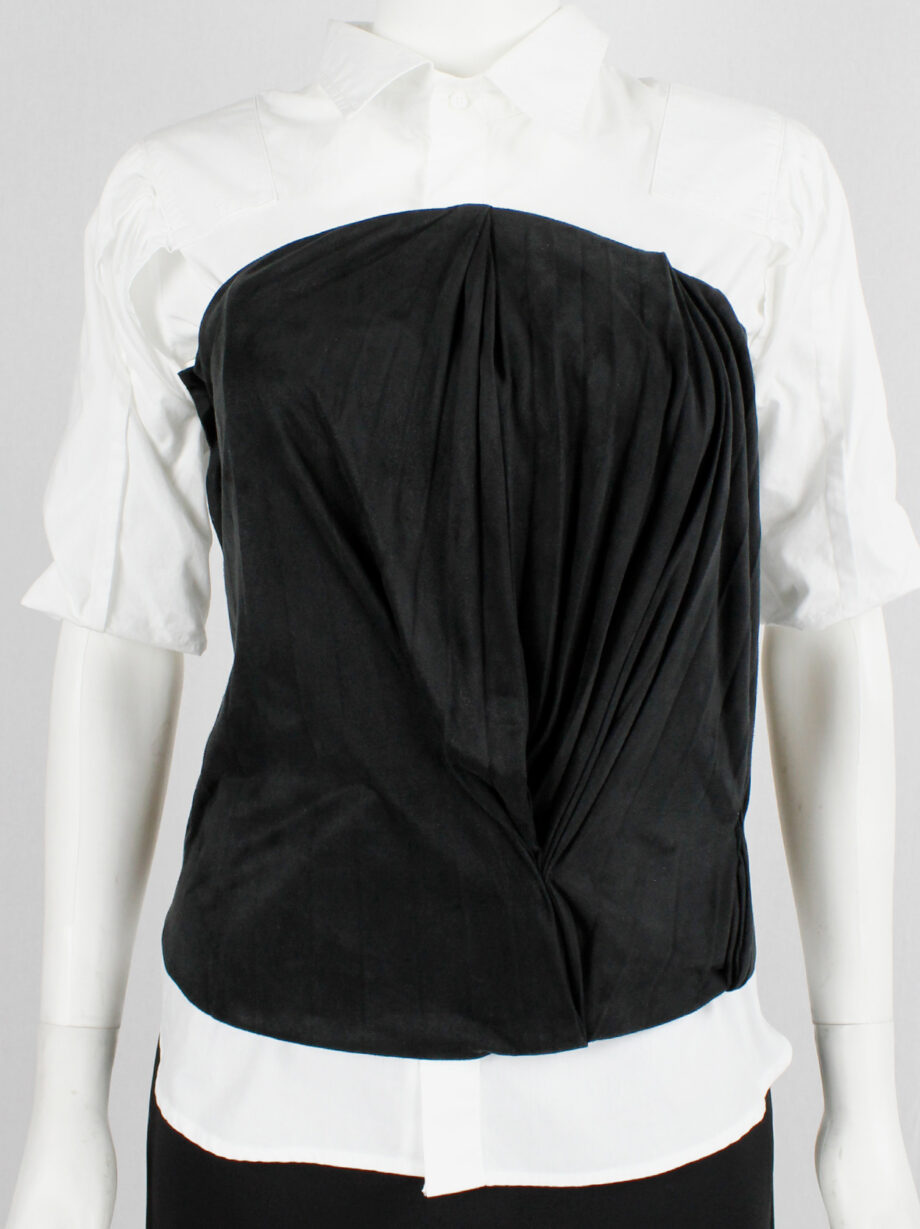 af Vandevorst black faux suede pleated bustier with draped back layers fall 2011 (1)
