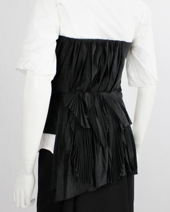 af Vandevorst black faux suede pleated bustier with draped back layers fall 2011