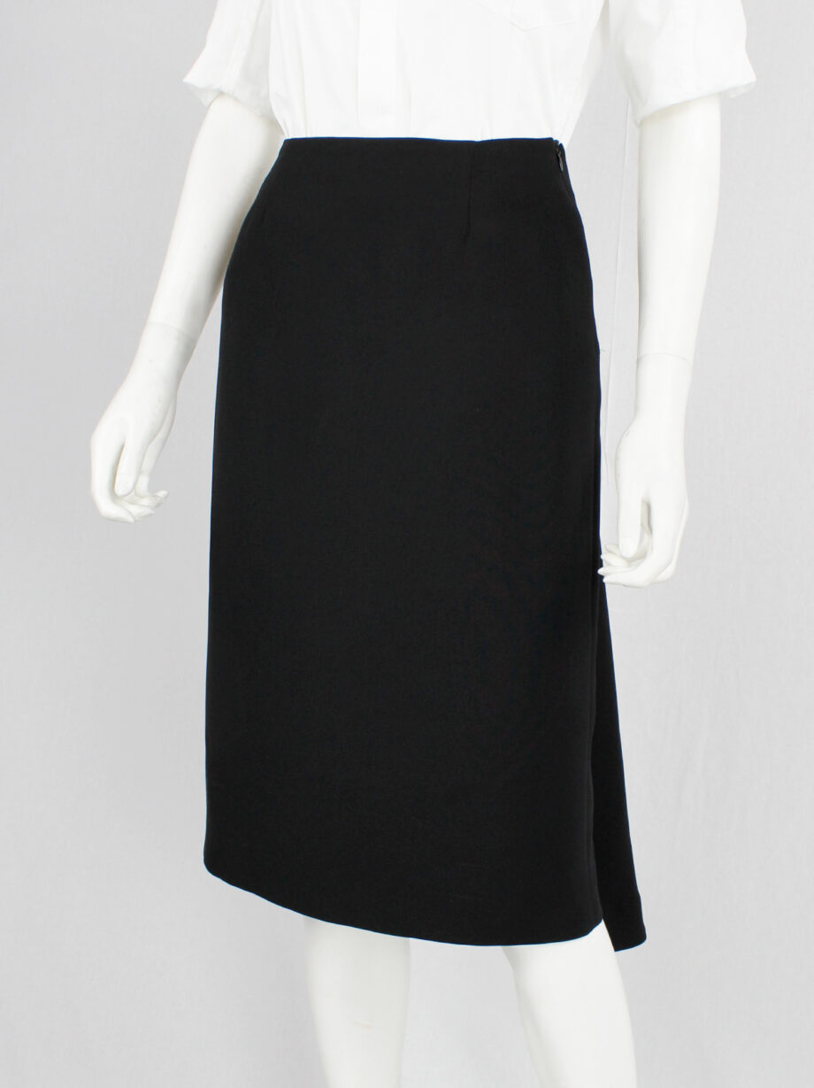 af Vandevorst black pencil skirt with folded drape on the back fall 2002 (12)