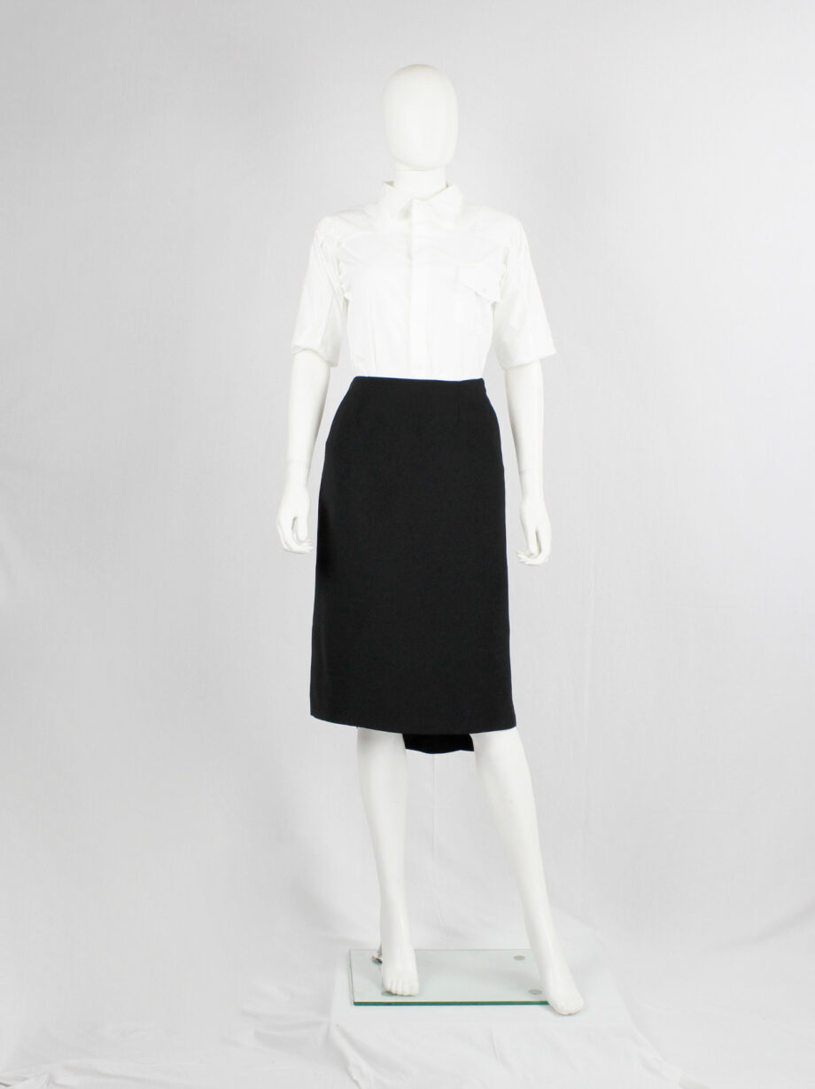 af Vandevorst black pencil skirt with folded drape on the back fall 2002 (13)