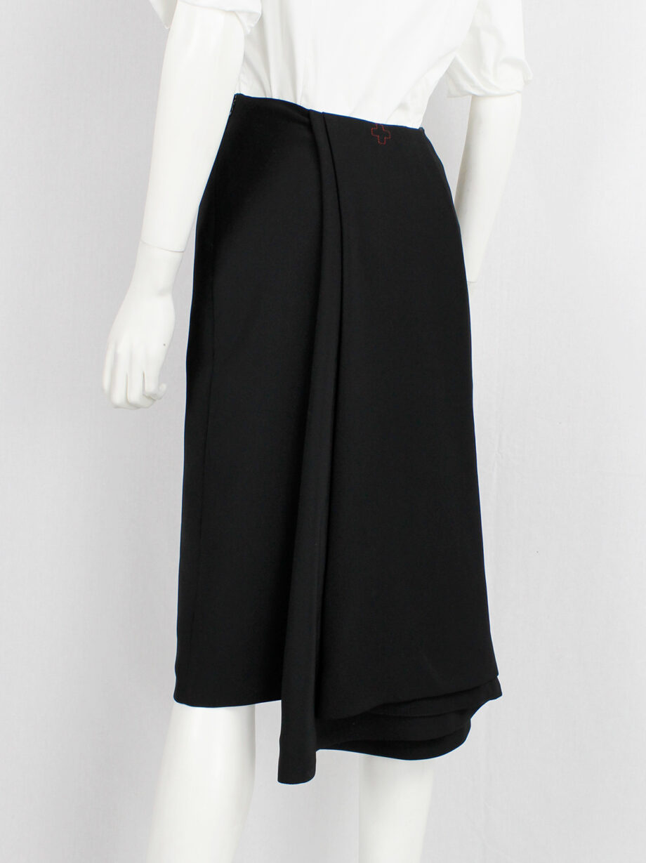af Vandevorst black pencil skirt with folded drape on the back fall 2002 (6)