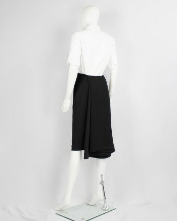 vintage af Vandevorst black pencil skirt with folded drape on the back fall 2002