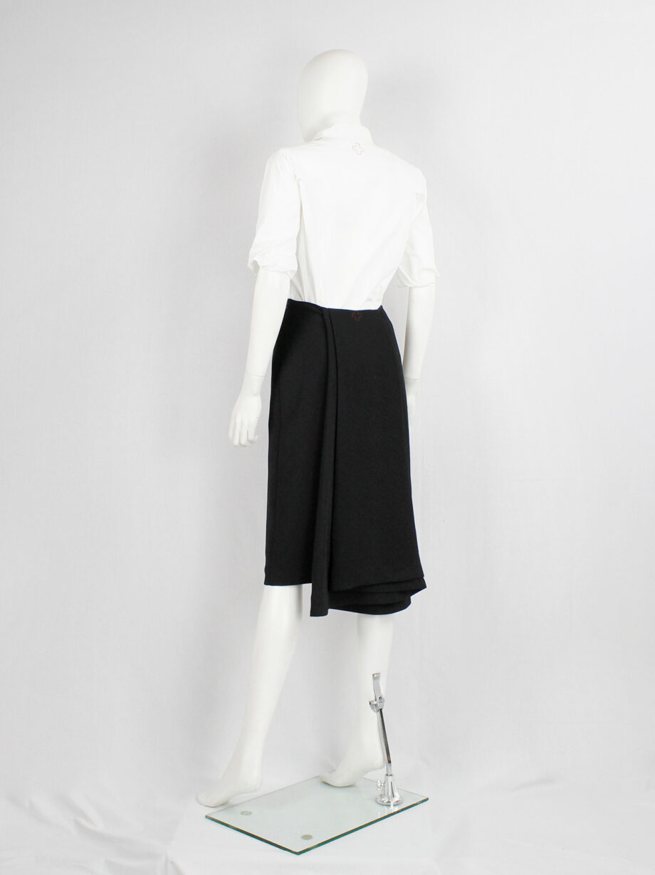 af Vandevorst black pencil skirt with folded drape on the back fall 2002 (7)