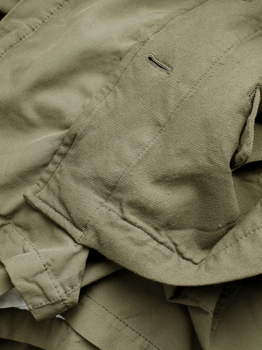 vintage Comme des Garcons khaki green blazer fused with a long draped underlayer fall 2009 (13)