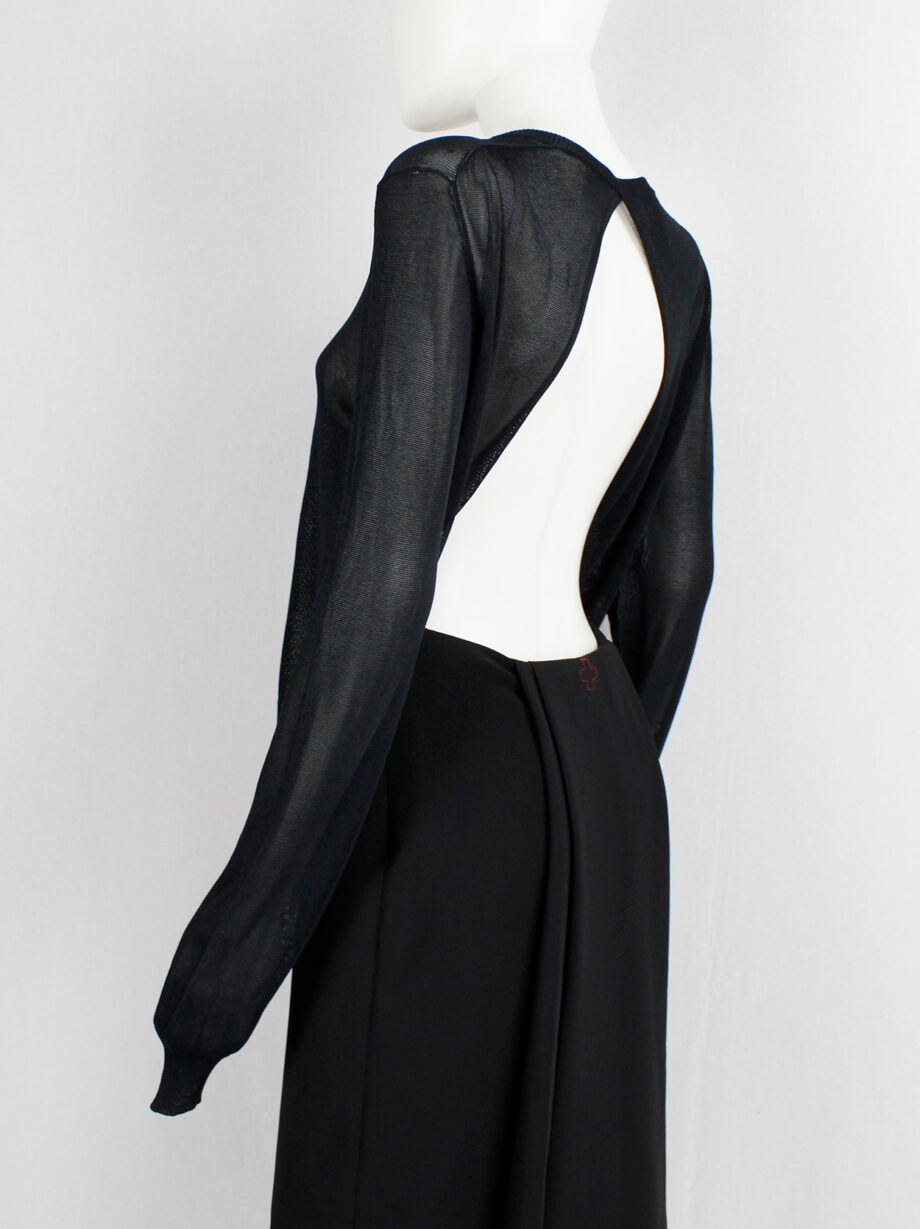 vintage Maison Martin Margiela black backless cardigan draped on the front of the body spring 2004 (9)